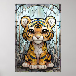 Póster Gato de tigre de vidrio manchado - Poster de guard