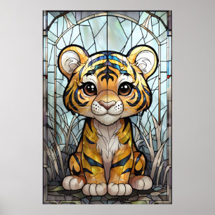 Póster Gato de tigre de vidrio manchado - Poster de guard