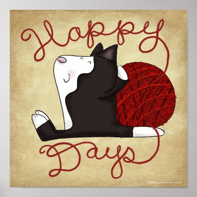 Póster Gato de Tuxedo - Días felices (Frente)