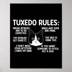Póster Gato de Tuxedo Reglas de Tuxedo Gato Lover Tuxedo 