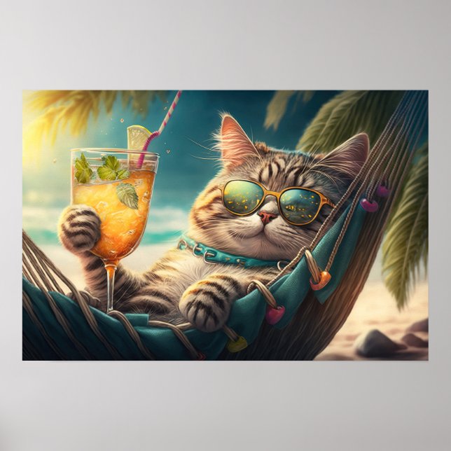 Póster Gato de vacaciones (Frente)