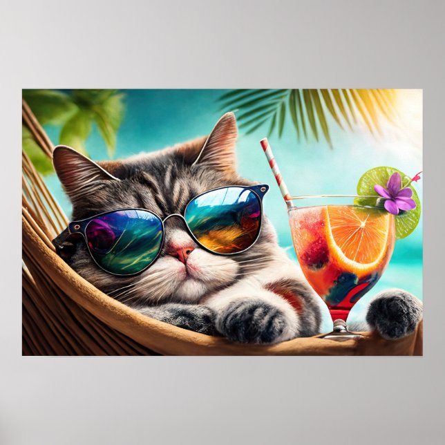 Póster Gato de vacaciones (Frente)