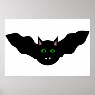 Póster Gato de vampiro frente al Poster de Bat Halloween