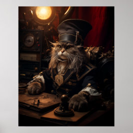 Póster Gato de vapor en retro uniforme