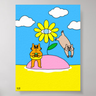 Póster Gato de Vibraciones Veraniegas Coloridas