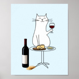Póster Gato de vino y queso, Vino y Fromage