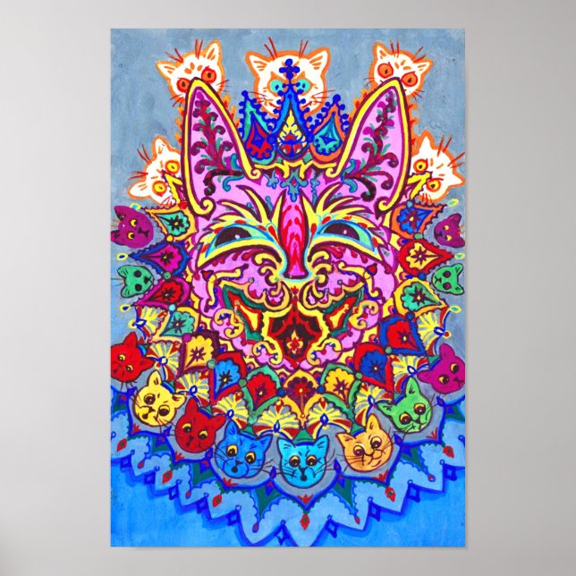 Póster Gato decorativo abstracto, Louis Wain (Frente)