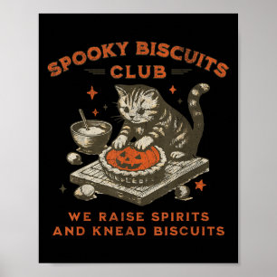 Póster Gato del espeluznante Club de Biscuits, divertido 