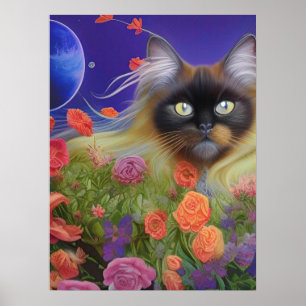 Póster Gato del Himalaya en el jardín