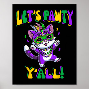 Póster Gato del Mardi Gras vamos a hacer un baile para mu