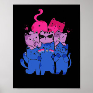 Póster Gato del Orgullo Gay LGBT Bandera Bisexual Cute Ga