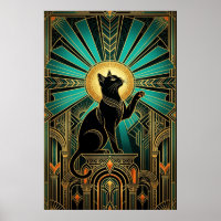 Gato del Trono Esmeralda Halo Art Deco