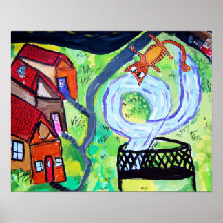 Póster Gato del vecindario en una Trampolina