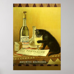 Póster Gato del vintage - burgués del ajenjo