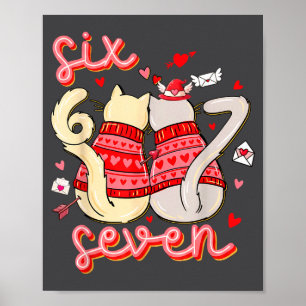 Póster Gato Divertido 67 Meme Seis Siete Argot Gen Alpha