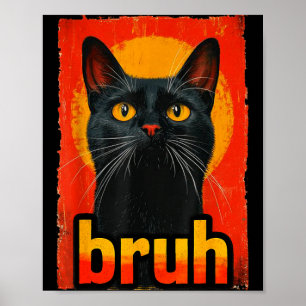 Póster Gato Divertido Bruh Para Chicos Chicas Hombres Muj