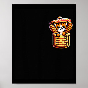 Póster Gato divertido con sombrero churros bolsillo cinco