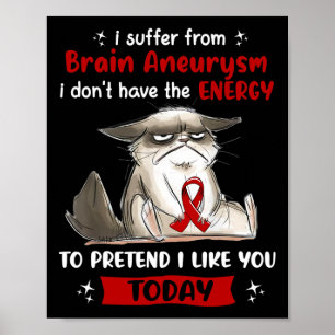 Póster Gato Divertido Conciencia De Aneurisma Cerebral