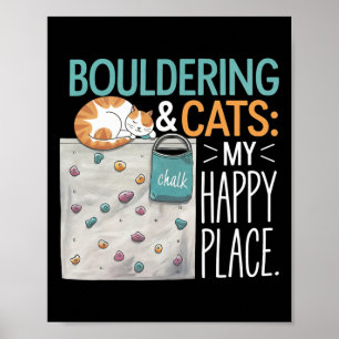 Póster Gato Divertido de Bouldering – Escalada en Roca y