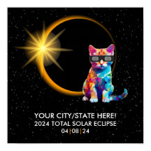Gato divertido de recuerdo del eclipse solar 2024 