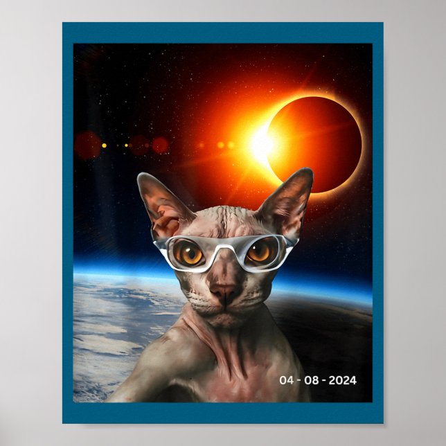Póster Gato Divertido Eclipse Solar Canadiense Sphynx (Frente)