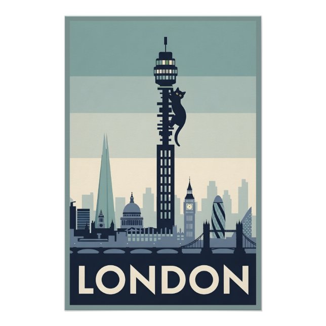 Póster Gato divertido en Londres (Anverso)