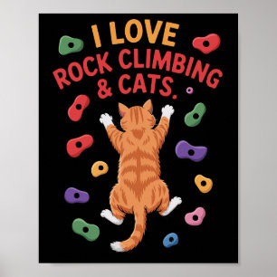 Póster Gato Divertido Escalador de Rocas Agarre de Pared