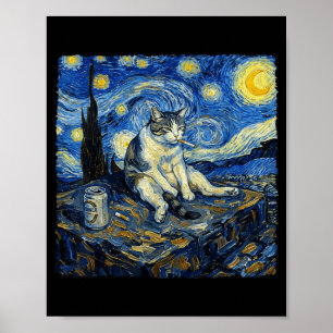 Póster Gato Divertido Fumando Gato Meme para Hombres Muje