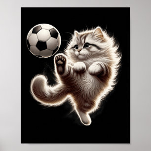 Póster Gato Divertido Fútbol Ll Gato Jugando Fútbol Meme 