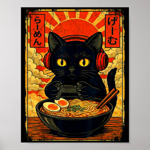 Póster Gato Divertido Jugador Hombres Anime Kawaii Auricu