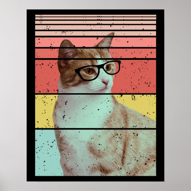 PÓSTER GATO DIVERTIDO LINDOS TENDENCIA VINTAGE  (Frente)