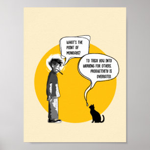 Póster Gato divertido lunes oficina humor sarcasmo