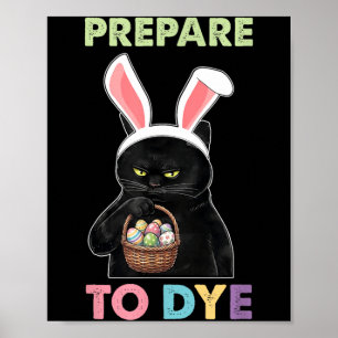 Póster Gato Divertido Orejas de Conejo Preparar para Teñi