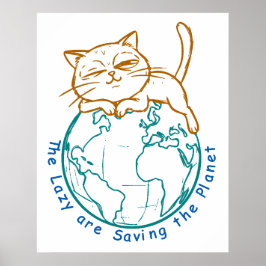 Póster Gato Divertido Salvando el Planeta Ecologista Pere