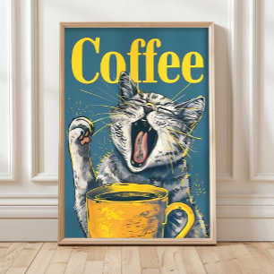 Póster Gato divertido y lindo de café Imprimir – Maxim