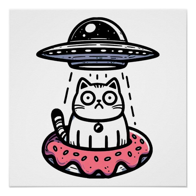Póster Gato Donut OVNI (Anverso)