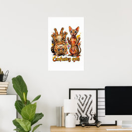 Póster Gato Dos Divas, Una Mirada Gatito PNG