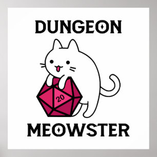 Póster Gato Dungeon Meowster Divertido