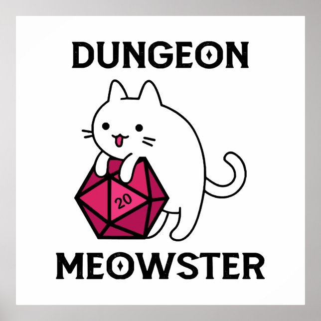 Póster Gato Dungeon Meowster Divertido (Frente)