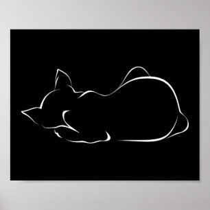 Póster Gato durmiente. Ilustración