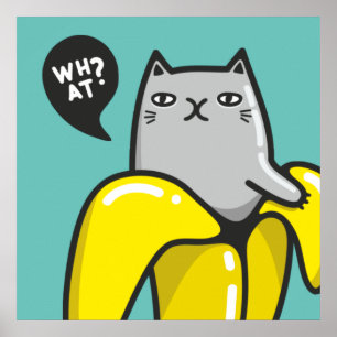 Póster Gato en banana
