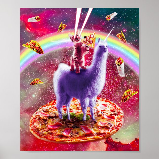 Póster Gato En El Espacio Ultraterrestre Con Ojos Láser E (Frente)