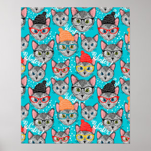 Póster Gato en el gorra