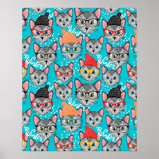 Póster Gato en el gorra (Frente)