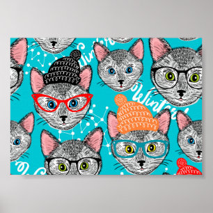 Póster Gato en el gorra