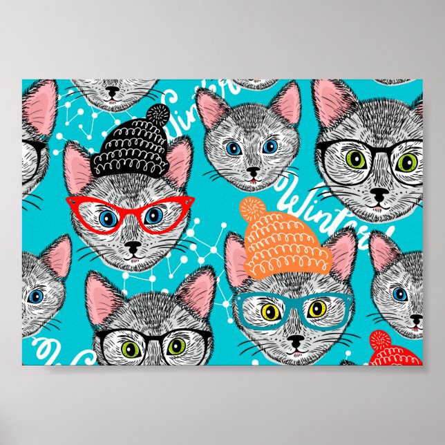 Póster Gato en el gorra (Frente)