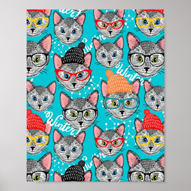 Póster Gato en el gorra (Frente)