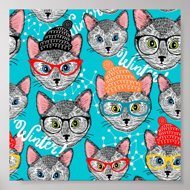 Póster Gato en el gorra (Frente)