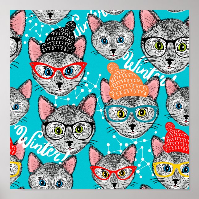 Póster Gato en el gorra (Frente)