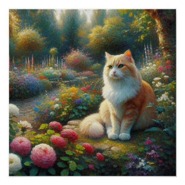 Póster Gato en el hermoso jardín (Anverso)